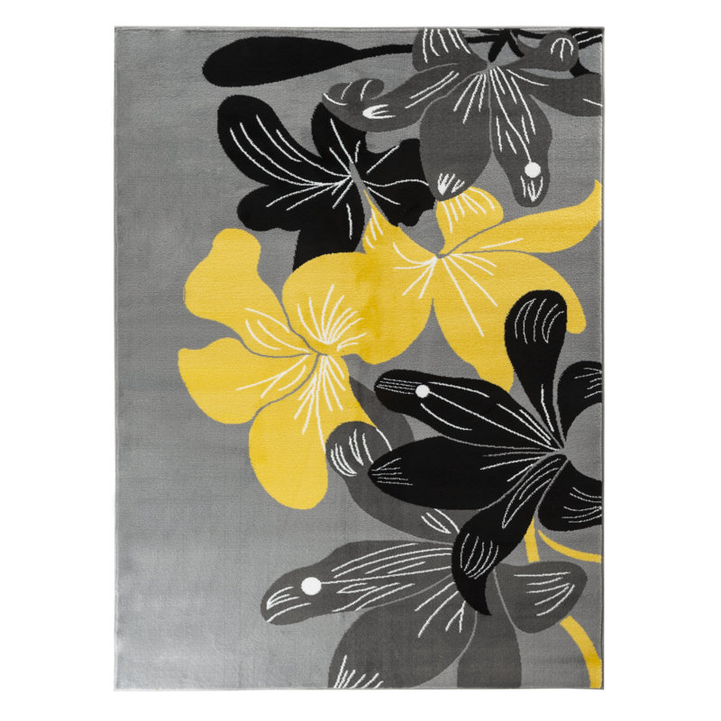 Red Barrel Studio® Nunlist Gray/Yellow/Black Rug & Reviews Wayfair